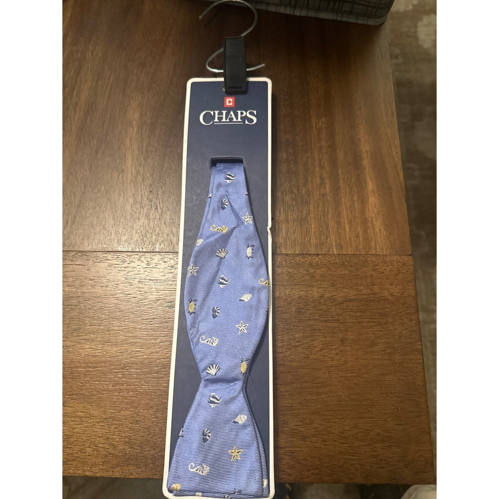 Chaps Mens Ocean Life Nautical Bow Tie Blue Seahorse Shell Starfish CS20200024